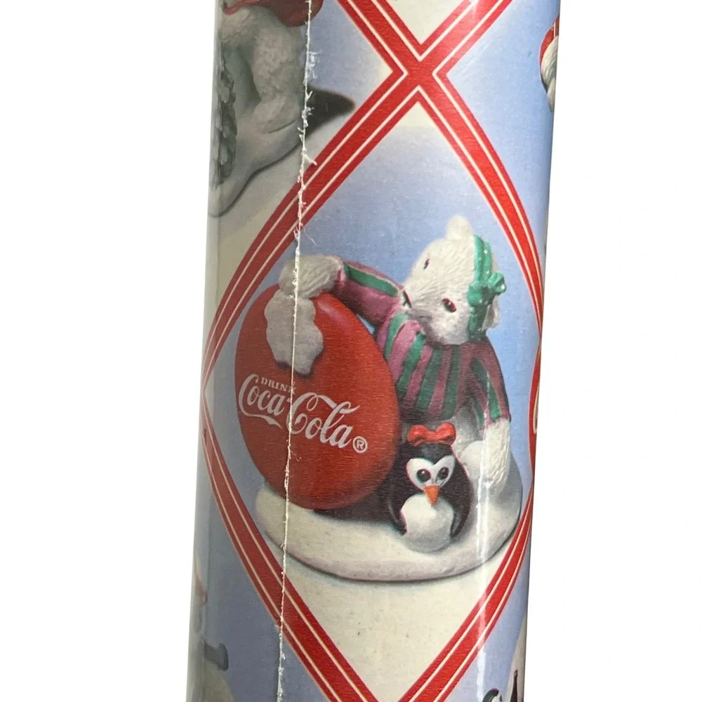 Vintage 1997 Coca-Cola Polar Bear Christmas Wrapping Paper 50 Sq Ft Gift Wrap